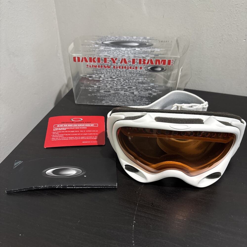 Oakley A-Frame Snow Goggles Matte White Frame Persimmon In Box Excellent Conditi